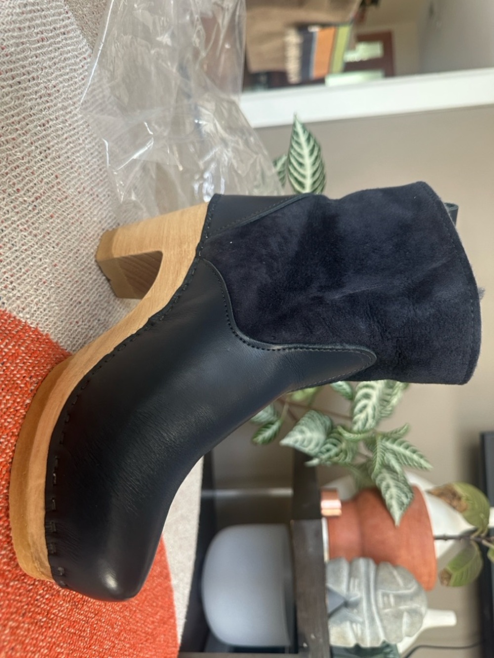 NO.6 STORE Navy Leather & Suede Clog Boots - Picture 6 of 9